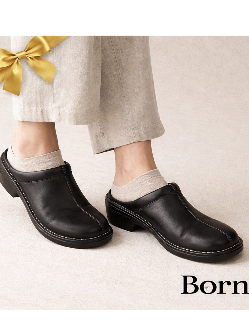 Born Black Leather Clogs NEW Size 10